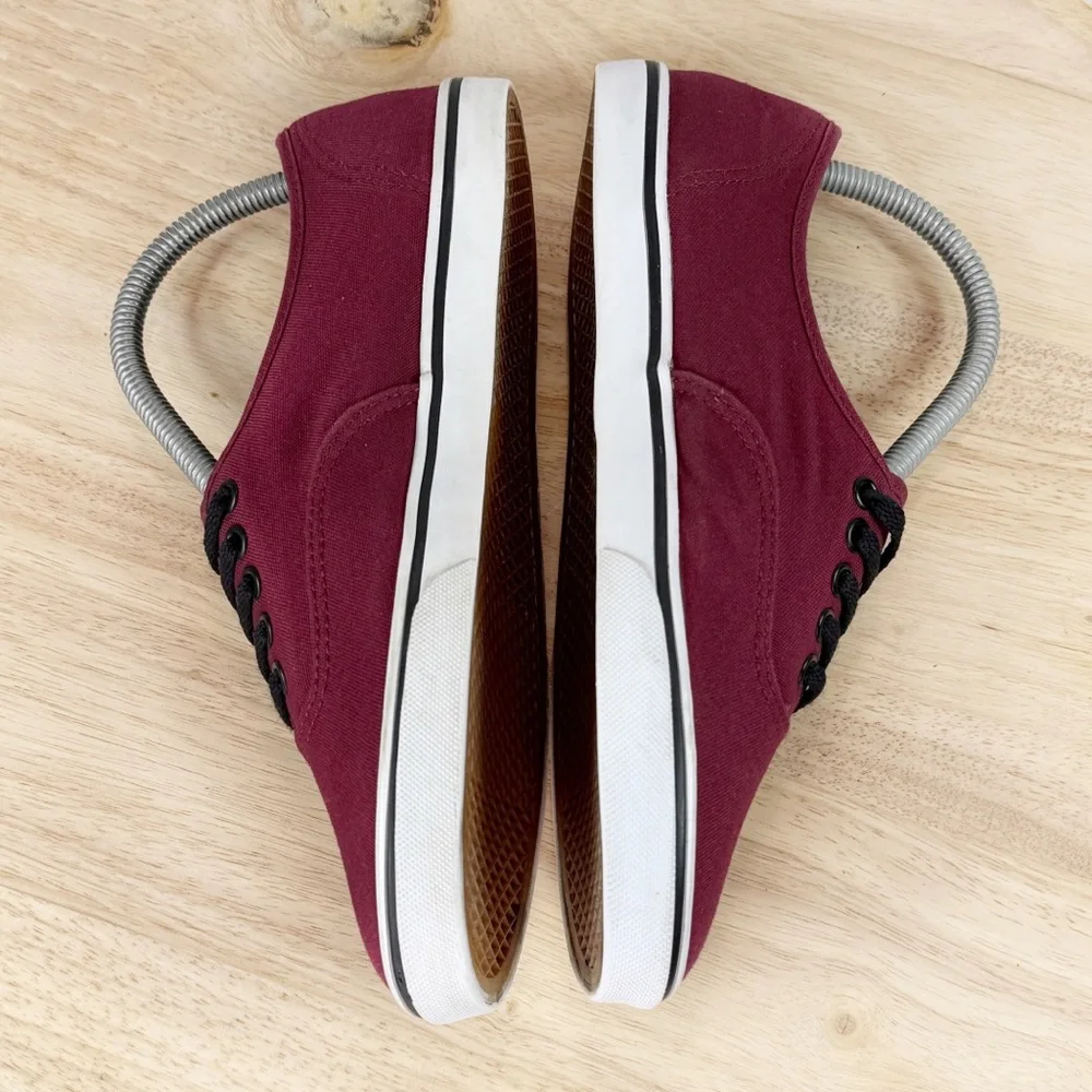 Van Authentic Canvas Low Top Lace Up Sneakers Burgundy Red 7.5 Women 6 Men‎